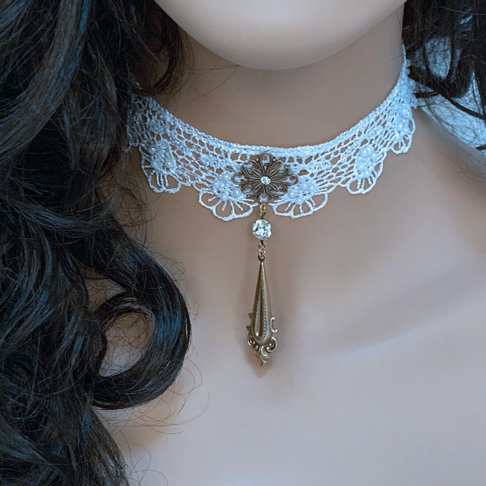 White Lace Victorian Choker - Gothic Grace Inc White Lace Victorian Choker - Gothic Grace Inc