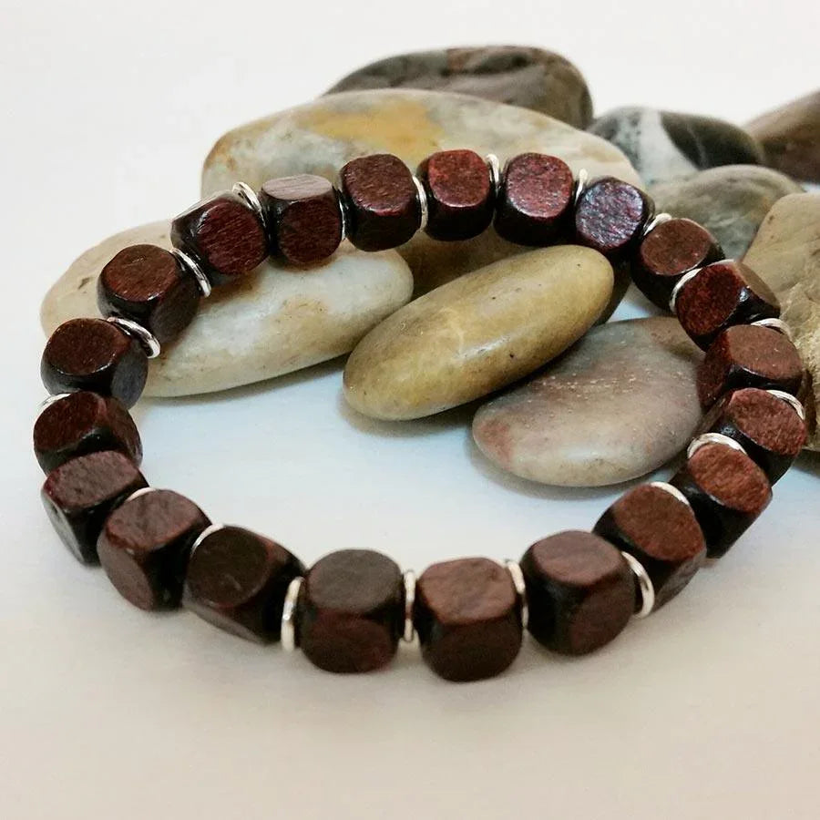 Wood Bead Stretch Bracelet - Gothic Grace Inc