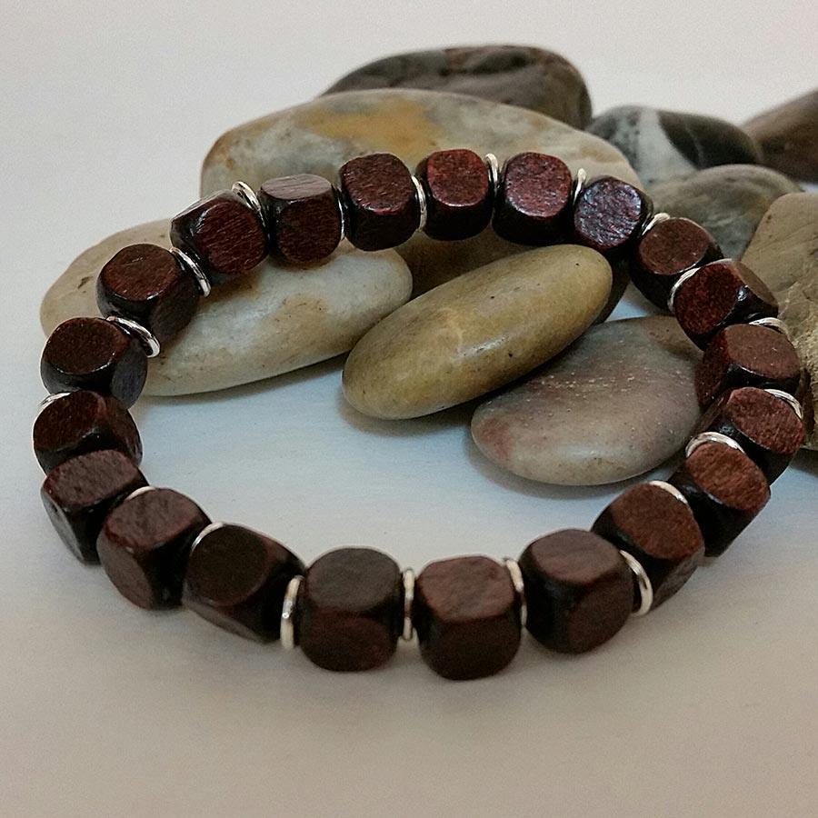 Wood Bead Stretch Bracelet - Gothic Grace Inc